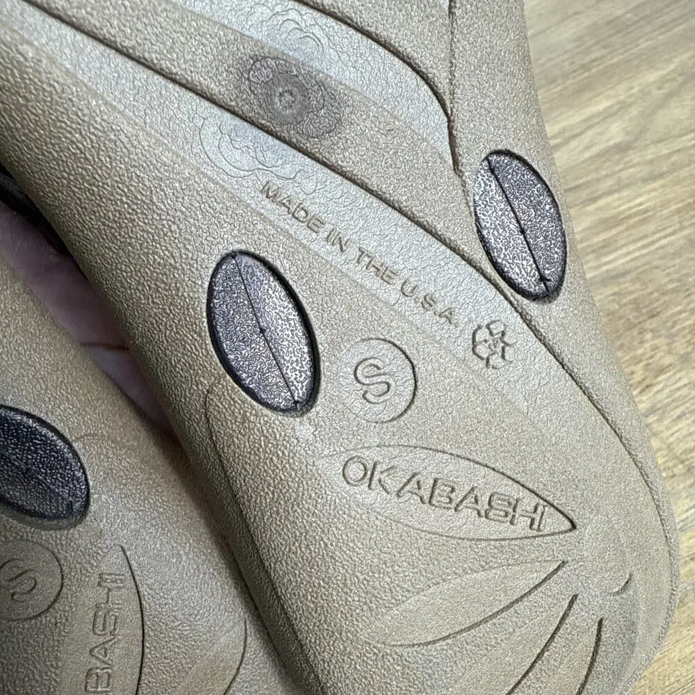 Women's Okabashi Flip Flops Size Small 5/6 Brown Braided Baha Style Pool Beach - Picture 6 of 8